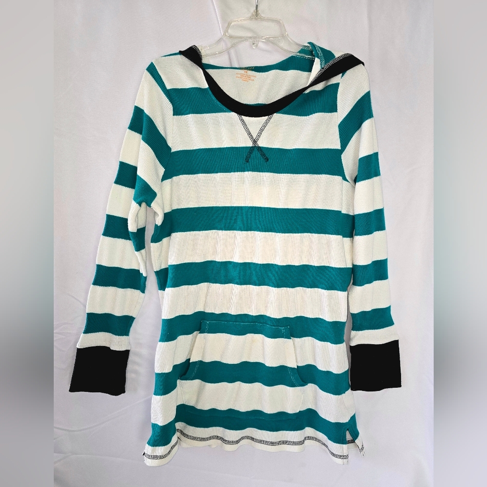 Northcrest Teal and White Striped Hoodie